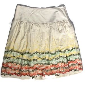 J. Jill Cream A-Line Skirt with Multicolor Dots